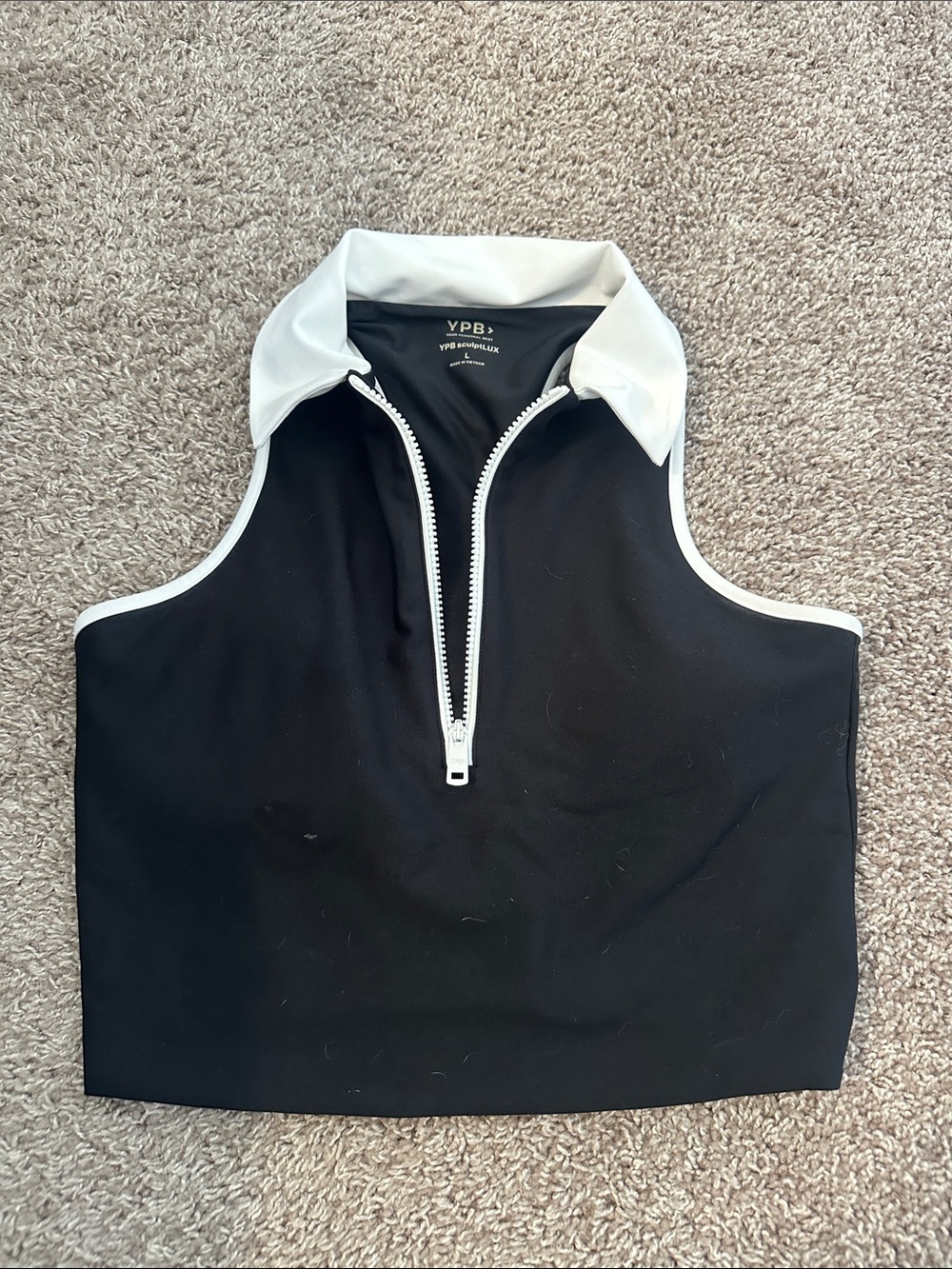 Abercrombie & Fitch Black and White Zip-Collar Tank Top